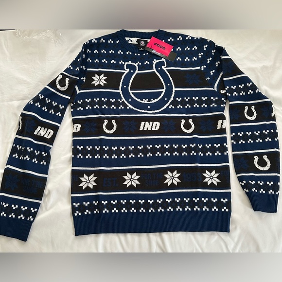 NFL Indianapolis Colts Ugly Christmas Crewneck Sweater Medium. New With Tags - Picture 1 of 3